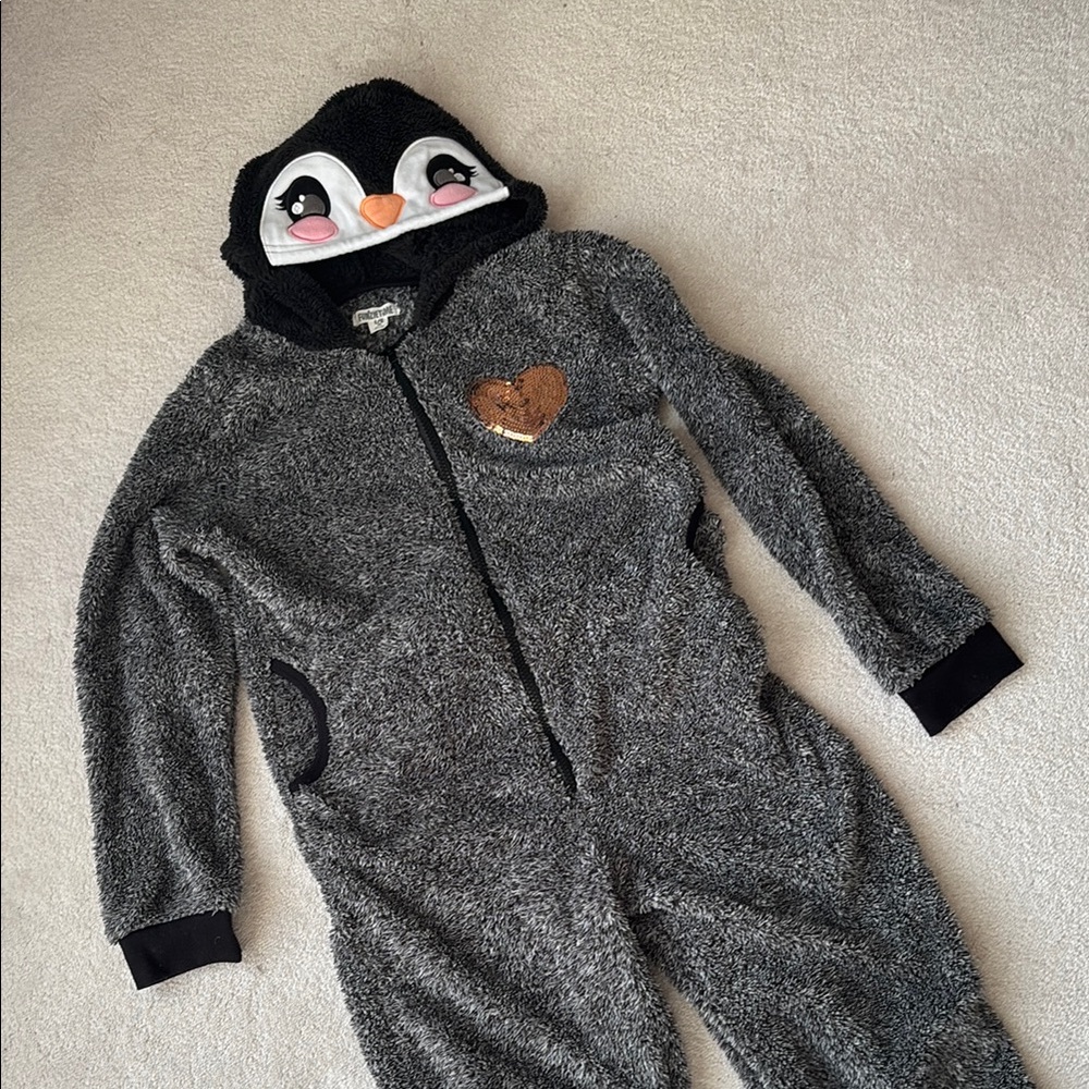 Penguin Hooded Gray Onesie